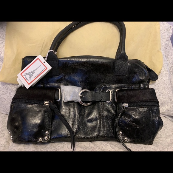 NWT. Genuine leather bag with pony fur pockets. - Picture 3 of 8